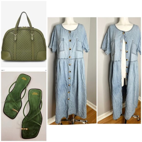 PRELOVED CHORUS BLUES DENIM MAXI DRESS POCKETS SIZE 18/20 - Picture 3 of 9